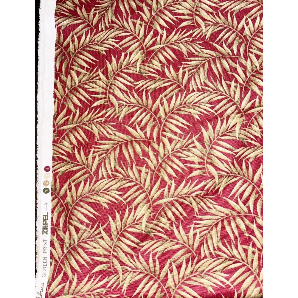 Mill Creek Fabrics Screen Print Zepel Upholstery Fabric Leaves Brown Beige Green